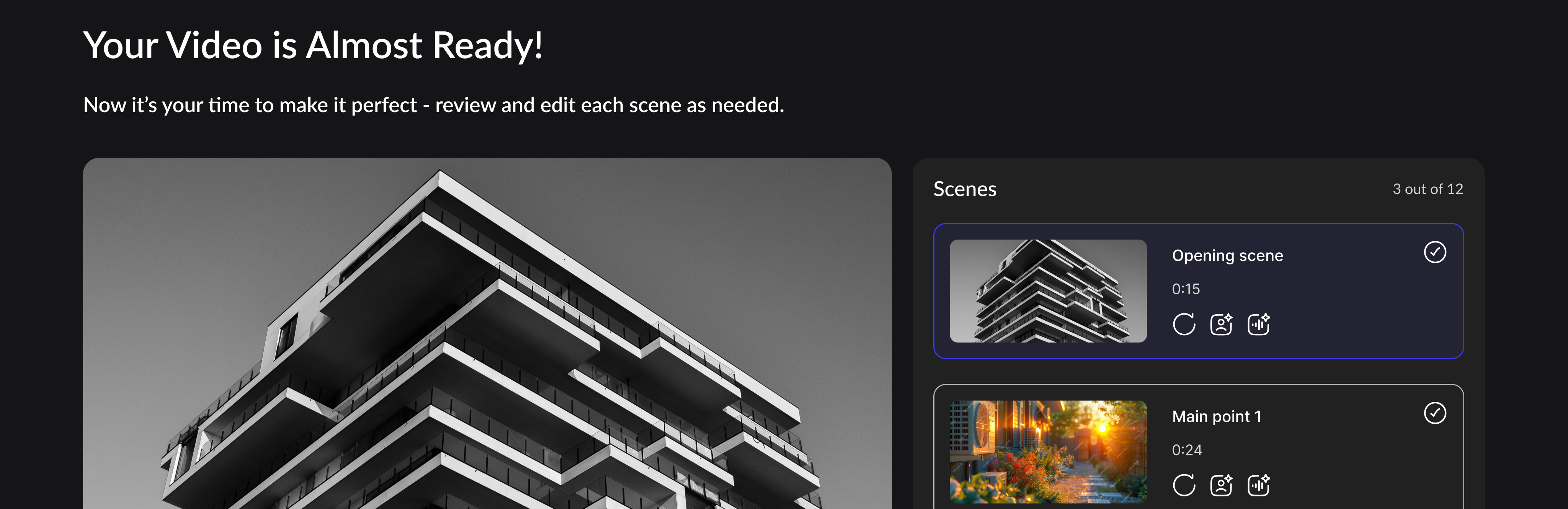 AI script generation interface