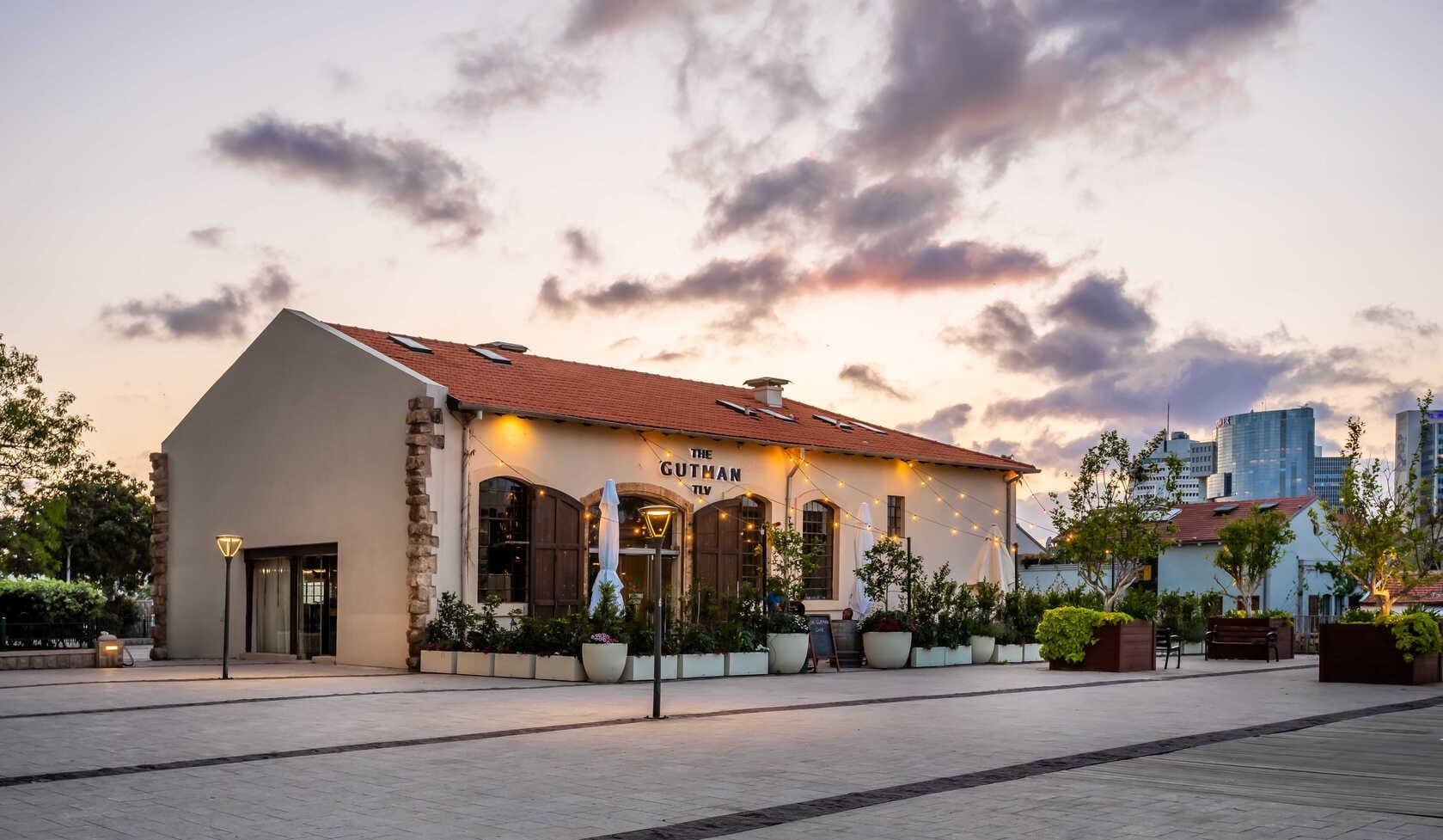 The Gutman Hotel, Tel Aviv, at dusk