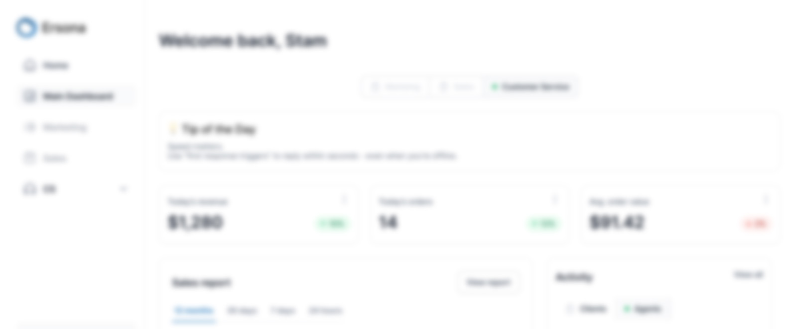 Ersona AI platform dashboard showing lead generation and customer management interface